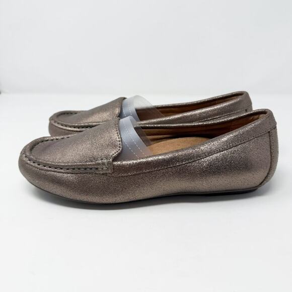 Vionic Metallic Gold Leather Debbie Loafers Comfort Shoes Size 8.5W Wide EUC - Picture 2 of 9